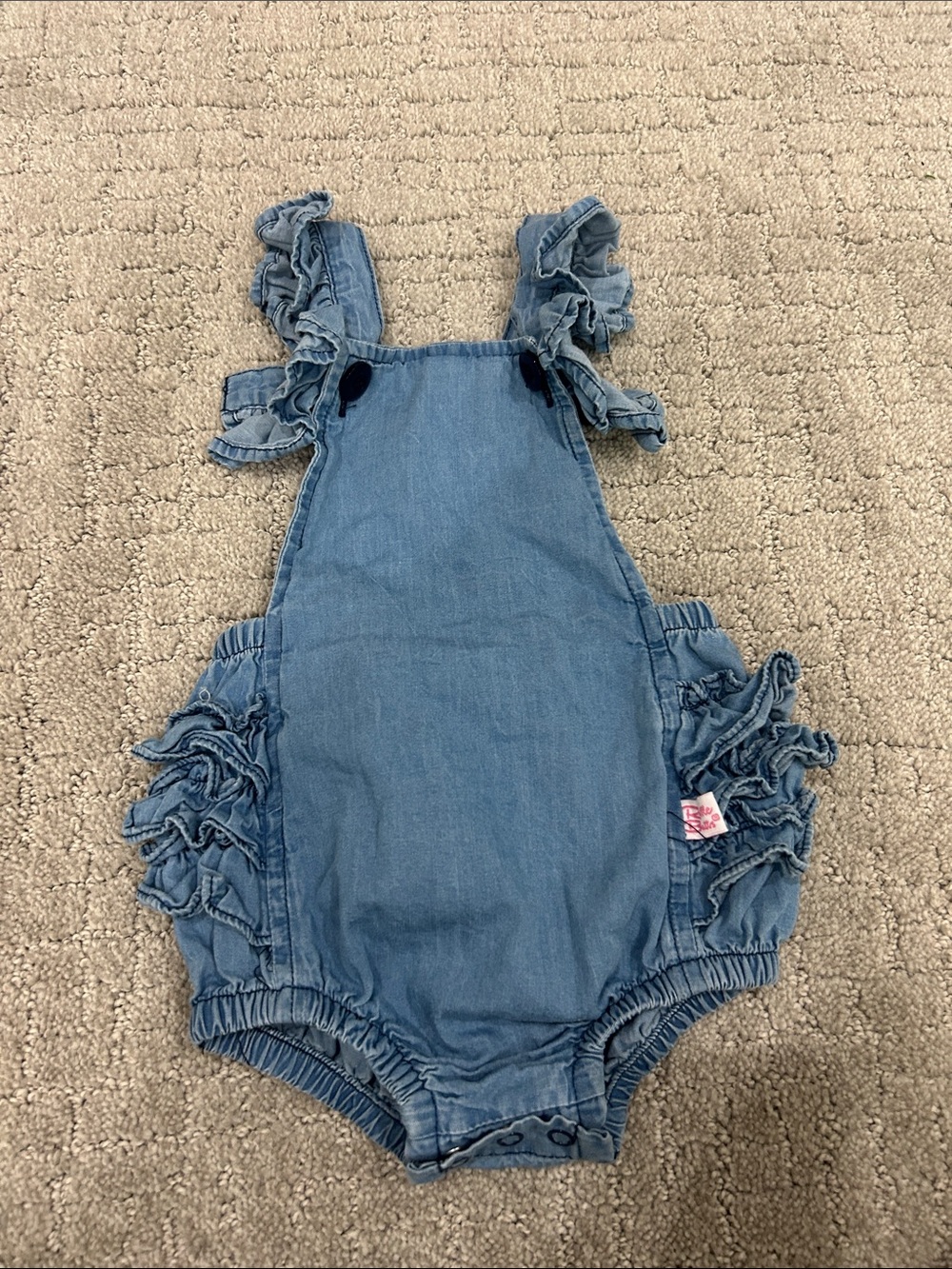 Ruffle Butts Denim Blue Ruffle Romper